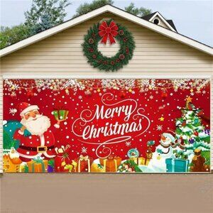 Christmas Garage Door Cover 7x16ft Decorations with Magnetic Hook